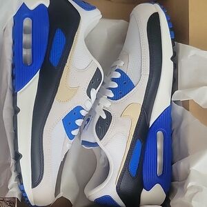 Nike Air Max 90 PRM Sneakers in Blue, White/Khaki Racer And Black